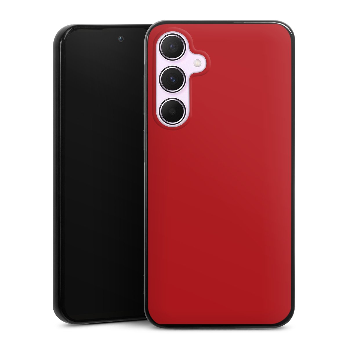 Galaxy A55 5G Handy Silikon Hülle Case schwarz Handyhülle Colour Unicoloured Red