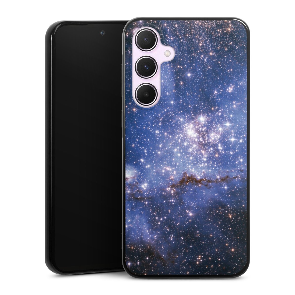 Galaxy A55 5G Handy Silikon Hülle Case schwarz Handyhülle Weltall Galaxy Weltraum