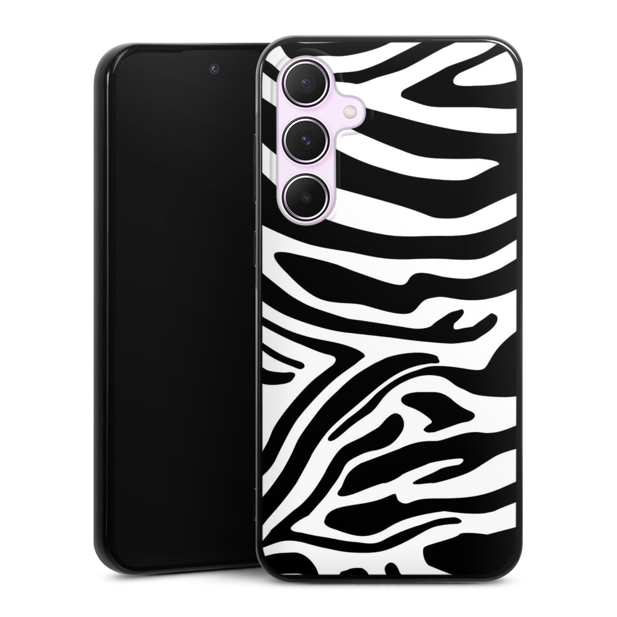 Galaxy A55 5G Handy Silikon Hülle Case schwarz Handyhülle Zebra Animal Look Animal Print