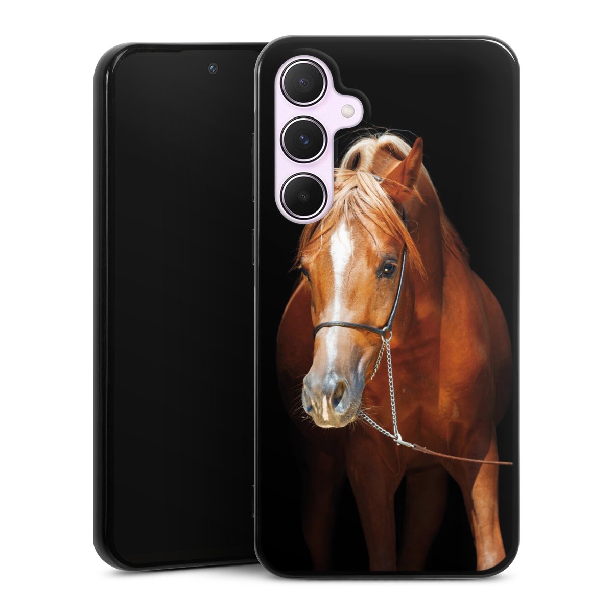 Galaxy A55 5G Handy Silikon Hülle Case schwarz Handyhülle Mare Horse Hobby