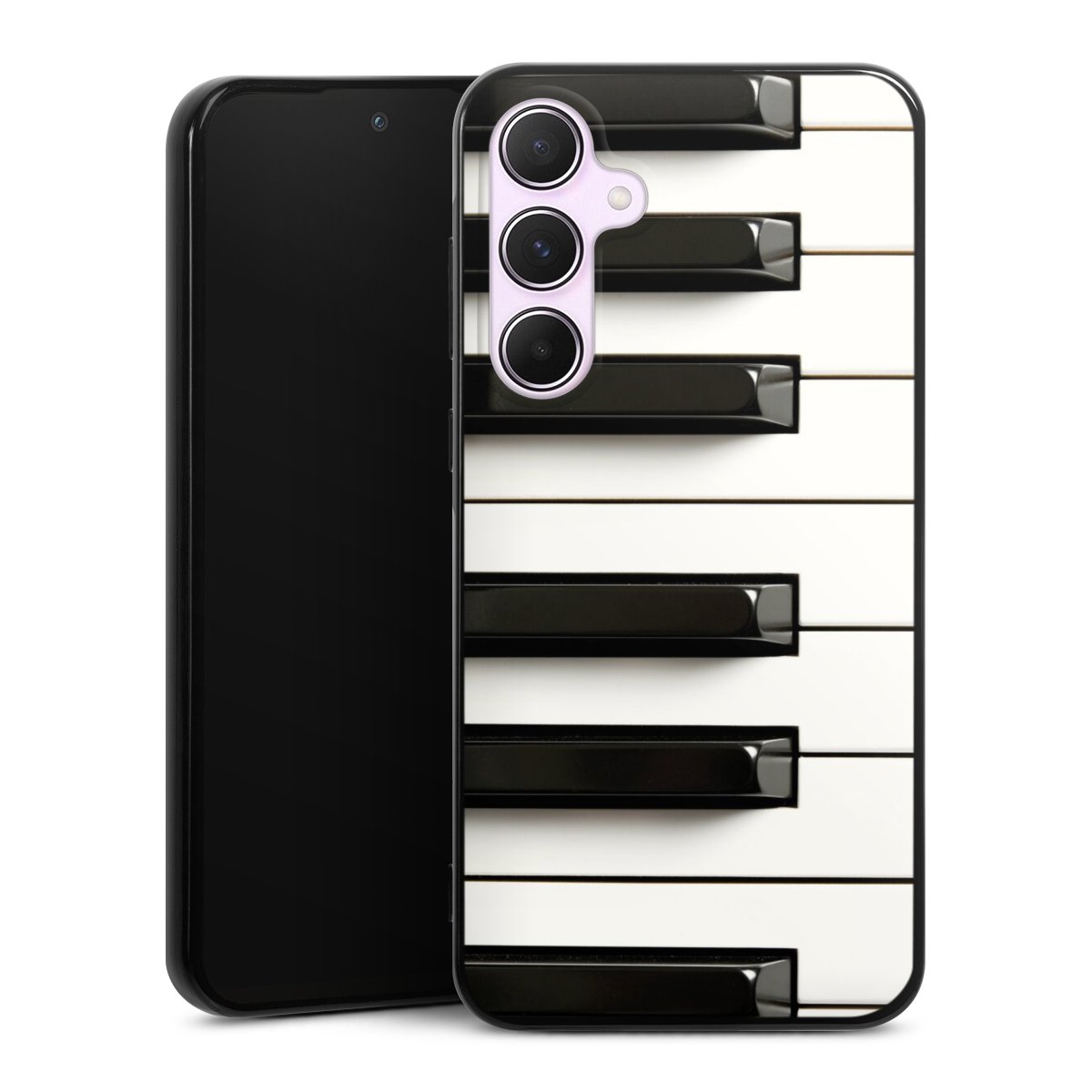 Galaxy A55 5G Handy Silikon Hülle Case schwarz Handyhülle Klavier Piano Music