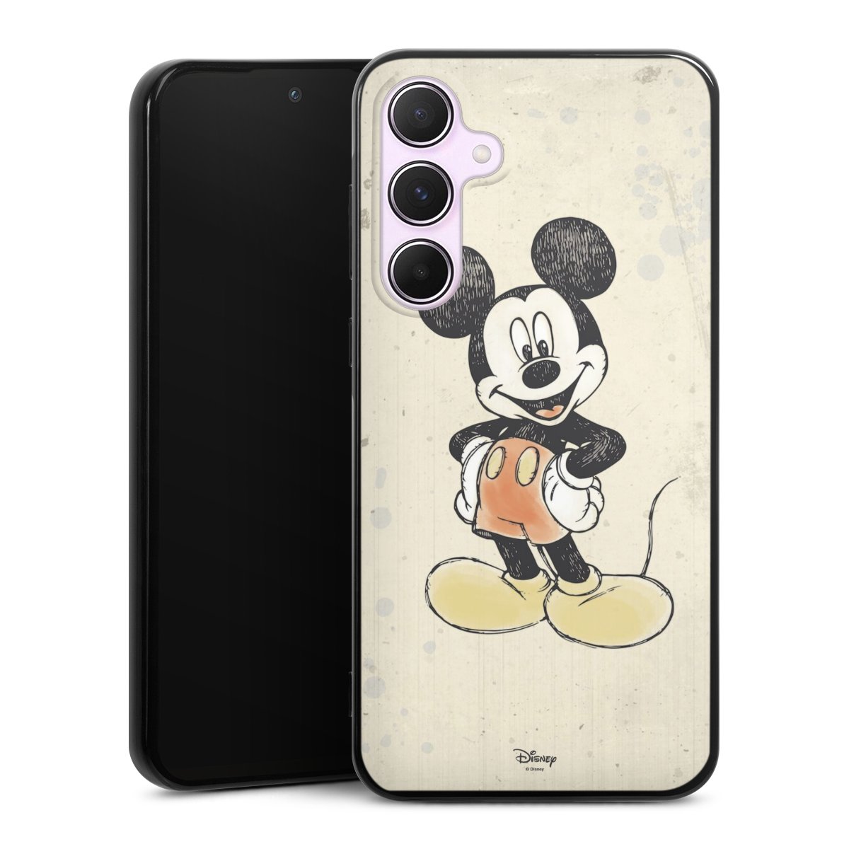 Galaxy A55 5G Handy Silikon Hülle Case schwarz Handyhülle Water Colour Mickey & Minnie Mouse Official Licensed Product