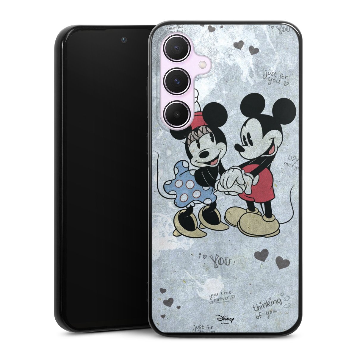 Galaxy A55 5G Handy Silikon Hülle Case schwarz Handyhülle Mickey & Minnie Mouse Vintage Disney