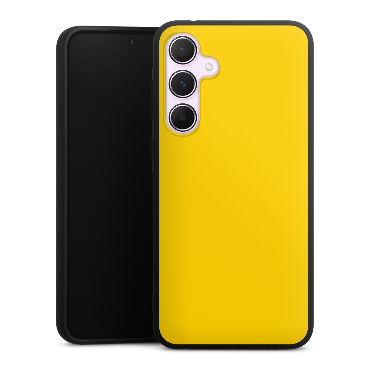 Galaxy A55 5G Handy Premium Silikon Hülle Handyhülle schwarz Case Yellow Unicoloured Colour Silikon Premium Case