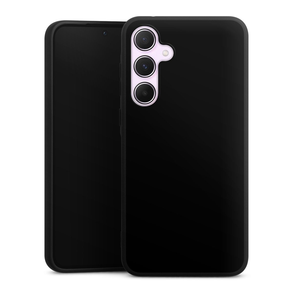 Galaxy A55 5G Handy Premium Silikon Hülle Handyhülle schwarz Case Black Colour Unicoloured Silikon Premium Case