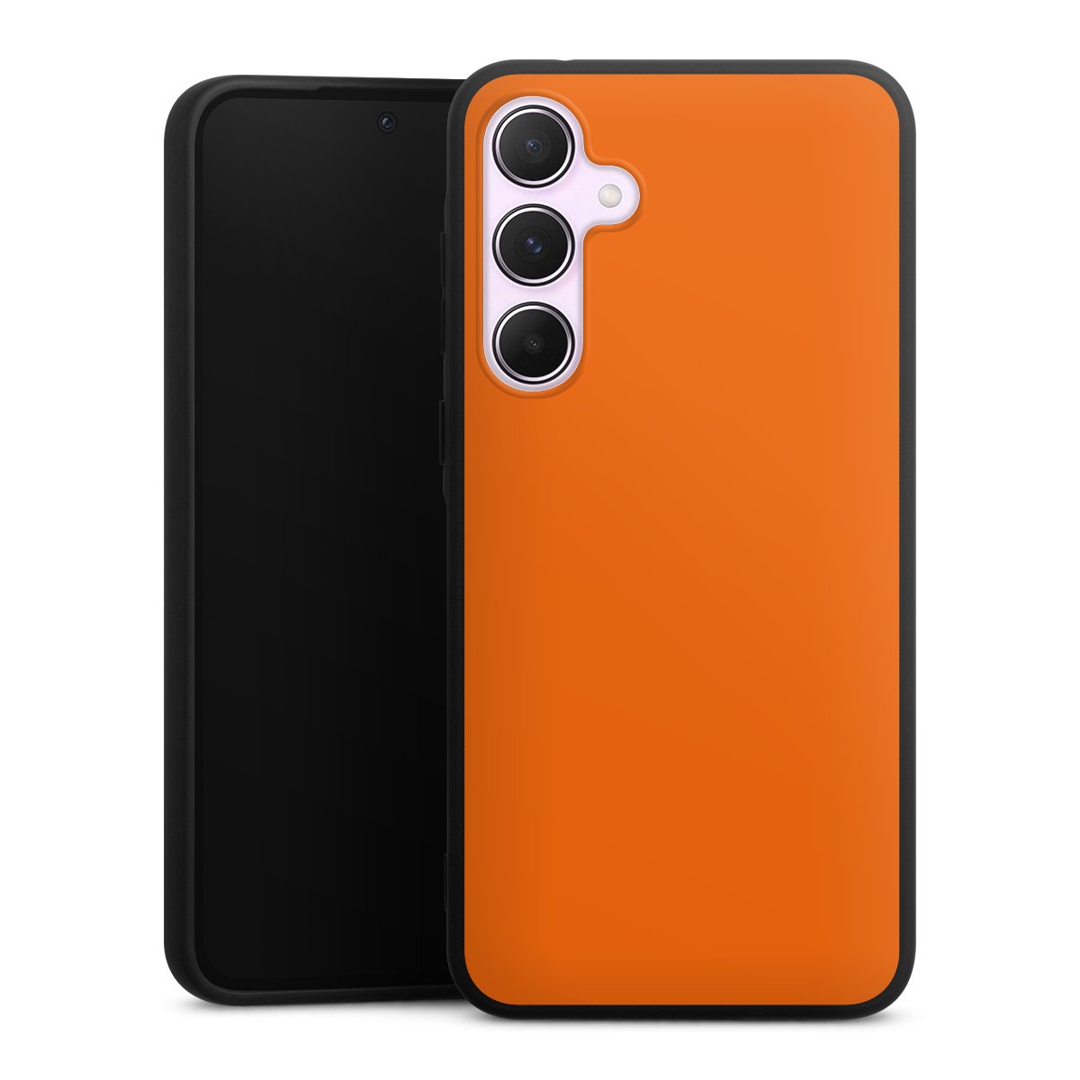 Galaxy A55 5G Handy Premium Silikon Hülle Handyhülle schwarz Case Orange Colour Unicoloured Silikon Premium Case