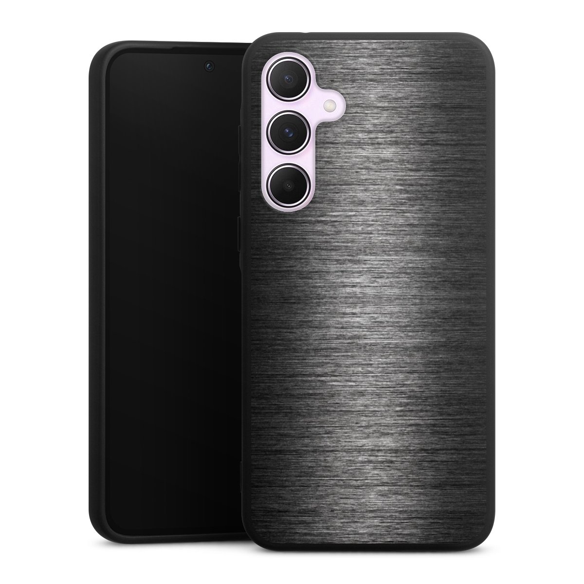 Galaxy A55 5G Handy Premium Silikon Hülle Handyhülle schwarz Case Metallic Look Anthracite Metal Silikon Premium Case