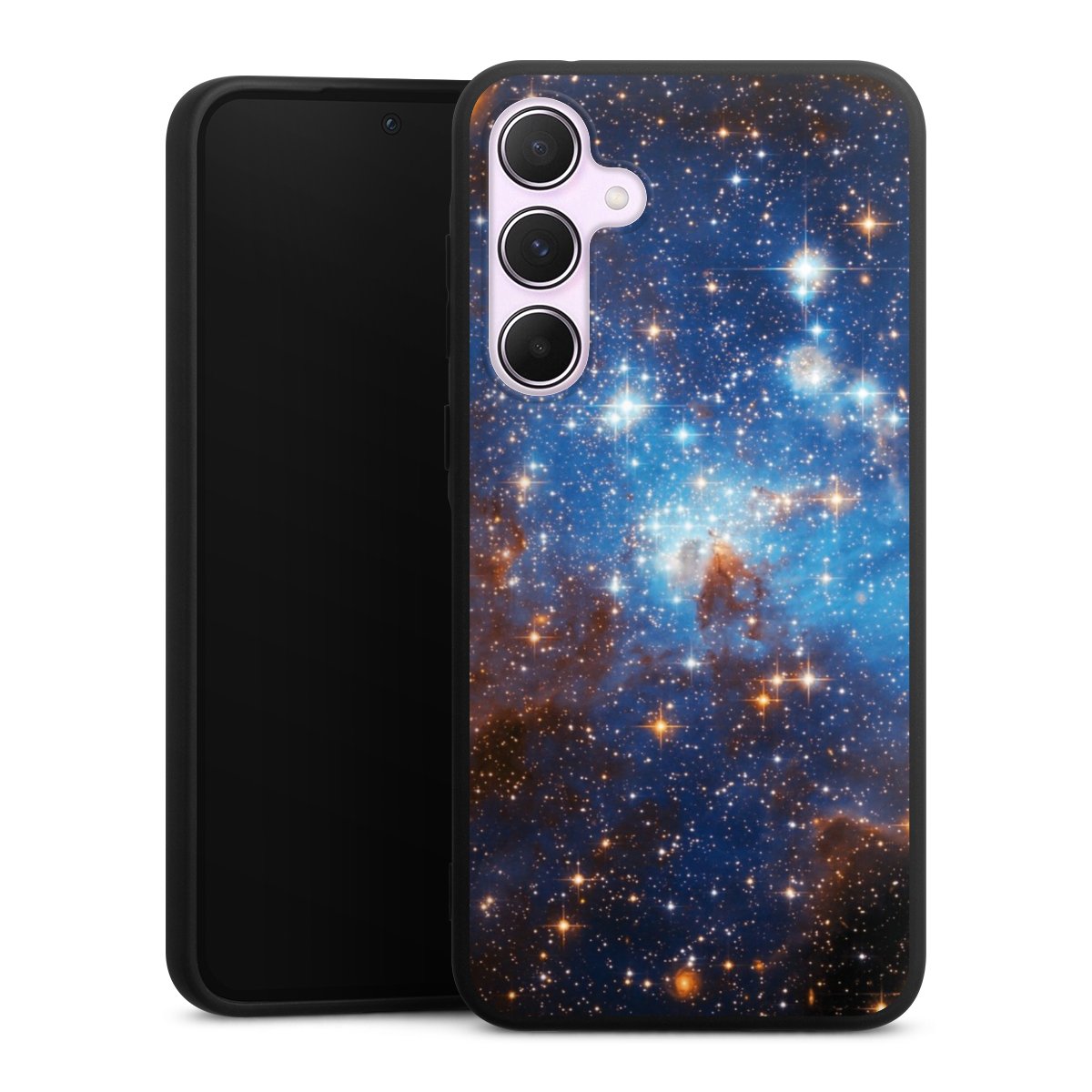 Galaxy A55 5G Handy Premium Silikon Hülle Handyhülle schwarz Case Star Weltall Galaxy Silikon Premium Case