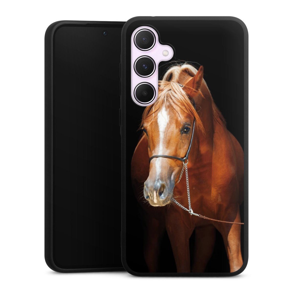 Galaxy A55 5G Handy Premium Silikon Hülle Handyhülle schwarz Case Mare Horse Hobby Silikon Premium Case