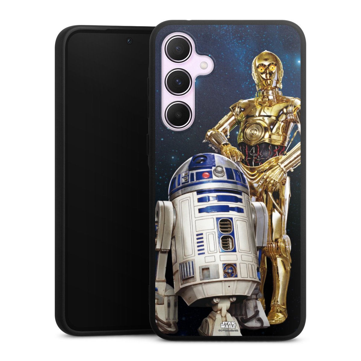 Galaxy A55 5G Handy Premium Silikon Hülle Handyhülle schwarz Case Weltall Star Wars R2d2 Silikon Premium Case