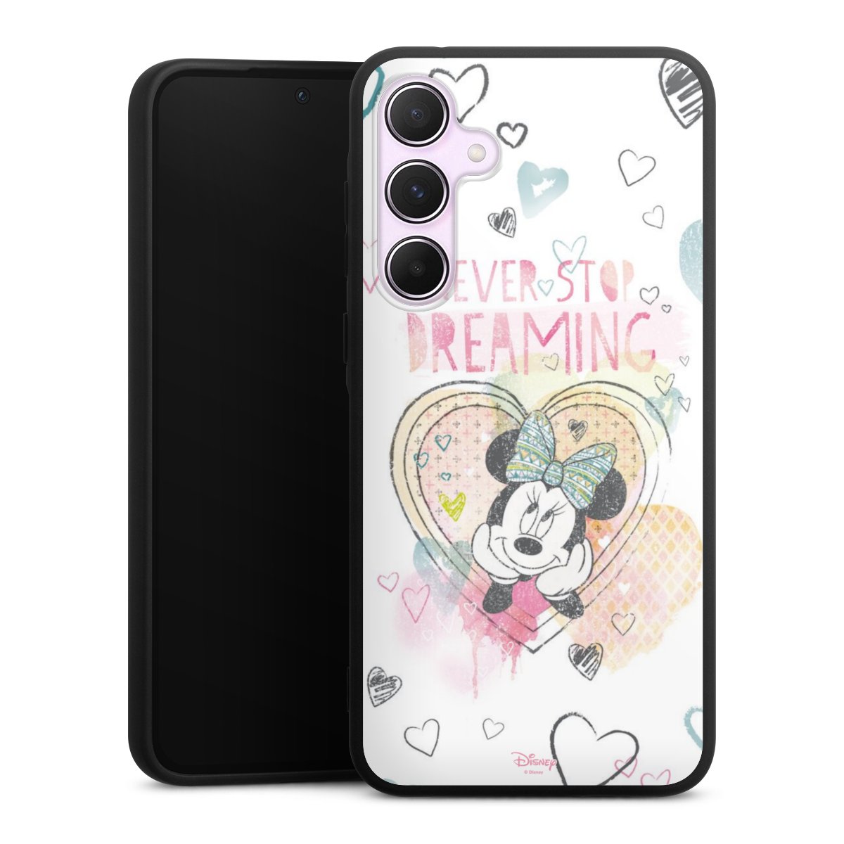 Galaxy A55 5G Handy Premium Silikon Hülle Handyhülle schwarz Case Disney Official Licensed Product Minnie Mouse Silikon Premium Case