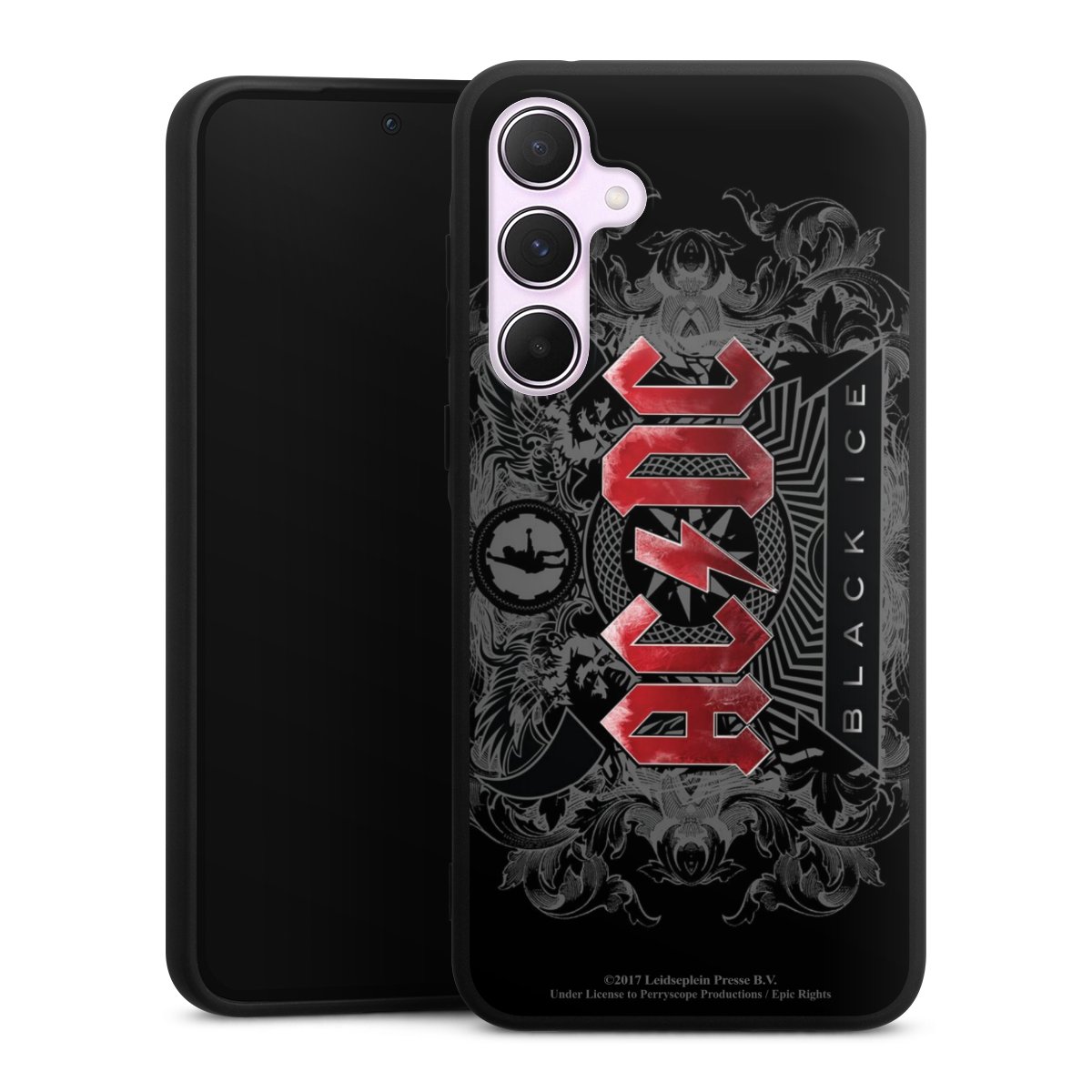 Galaxy A55 5G Handy Premium Silikon Hülle Handyhülle schwarz Case Merchandise Black Ice Acdc Silikon Premium Case