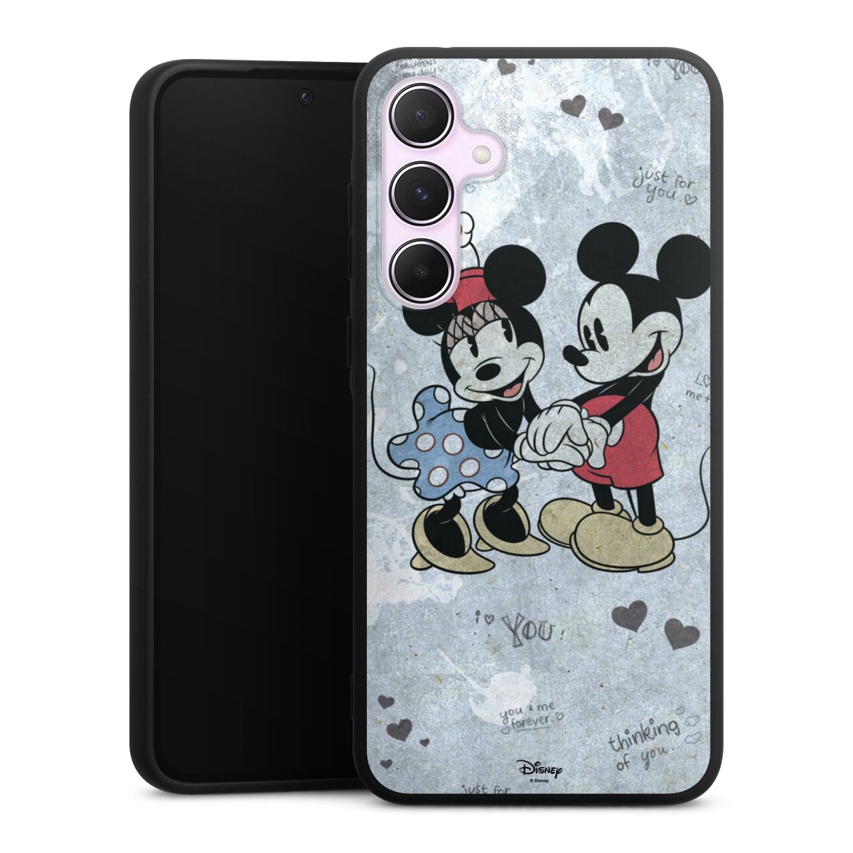 Galaxy A55 5G Handy Premium Silikon Hülle Handyhülle schwarz Case Mickey & Minnie Mouse Vintage Disney Silikon Premium Case