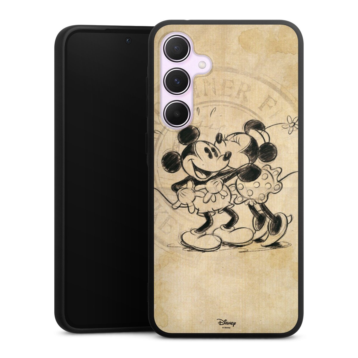 Galaxy A55 5G Handy Premium Silikon Hülle Handyhülle schwarz Case Mickey Mouse Vintage Minnie Mouse Silikon Premium Case