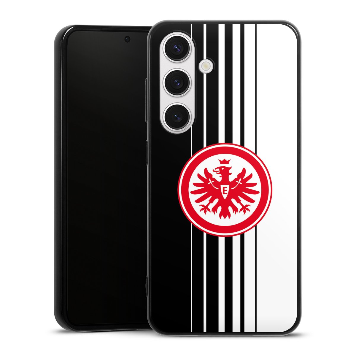 Galaxy S24 Handy Silikon Hülle Case schwarz Handyhülle Stripes Eintracht Frankfurt Official Licensed Product