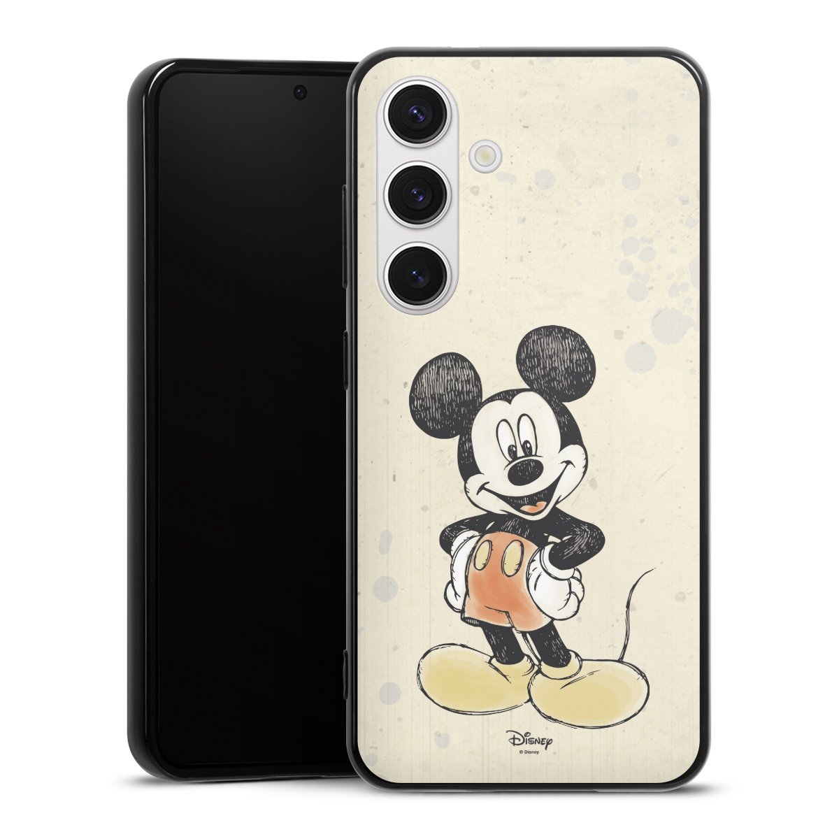 Galaxy S24 Handy Silikon Hülle Case schwarz Handyhülle Water Colour Mickey & Minnie Mouse Official Licensed Product