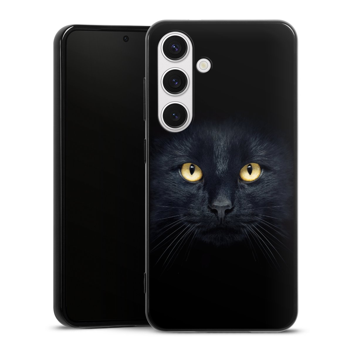 Galaxy S24 Handy Silikon Hülle Case schwarz Handyhülle Eye Cat Black