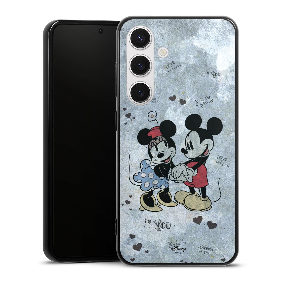 Galaxy S24 Handy Silikon Hülle Case schwarz Handyhülle Mickey & Minnie Mouse Vintage Disney