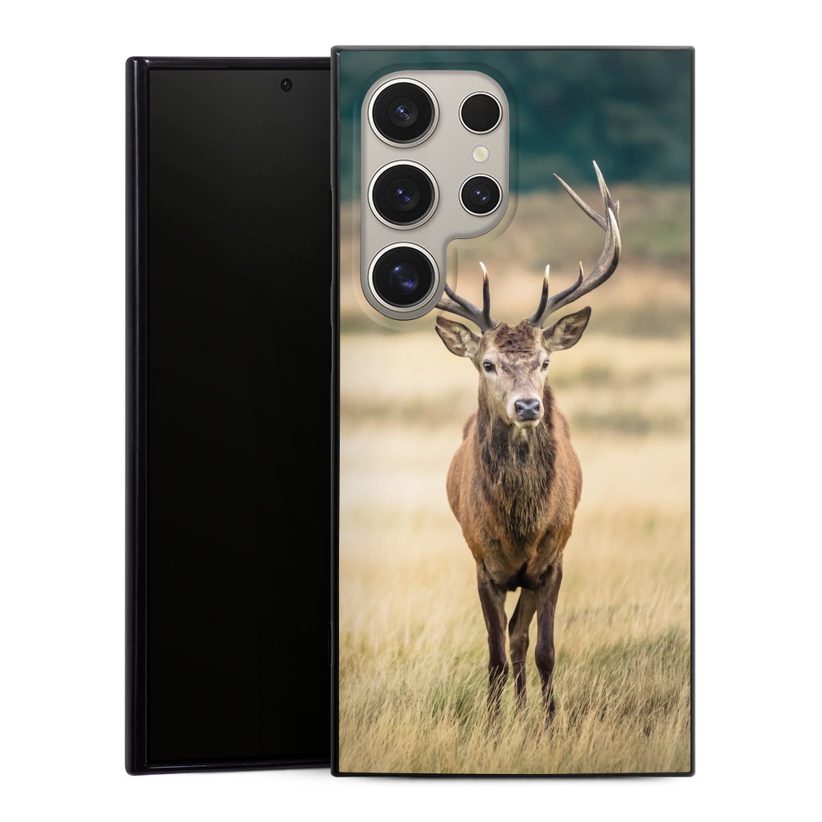 Galaxy S24 Ultra Handy Silikon Hülle Case schwarz Handyhülle Deer Meadow Forrest