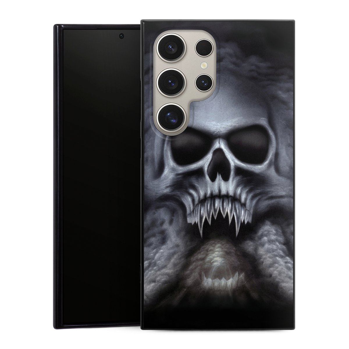 Galaxy S24 Ultra Handy Silikon Hülle Case schwarz Handyhülle Totenkopf Skull