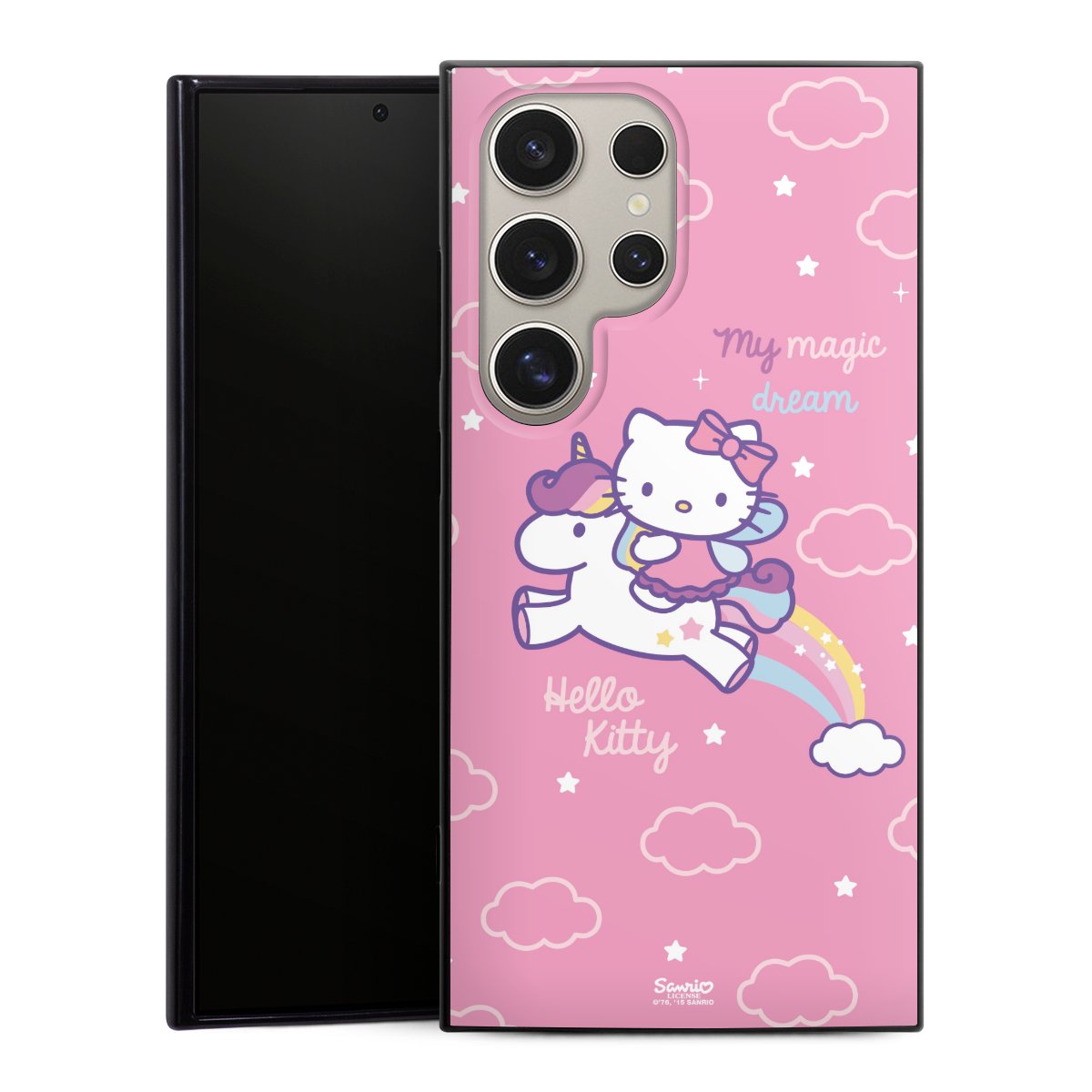 Galaxy S24 Ultra Handy Silikon Hülle Case schwarz Handyhülle Einhorn Official Licensed Product Hello Kitty