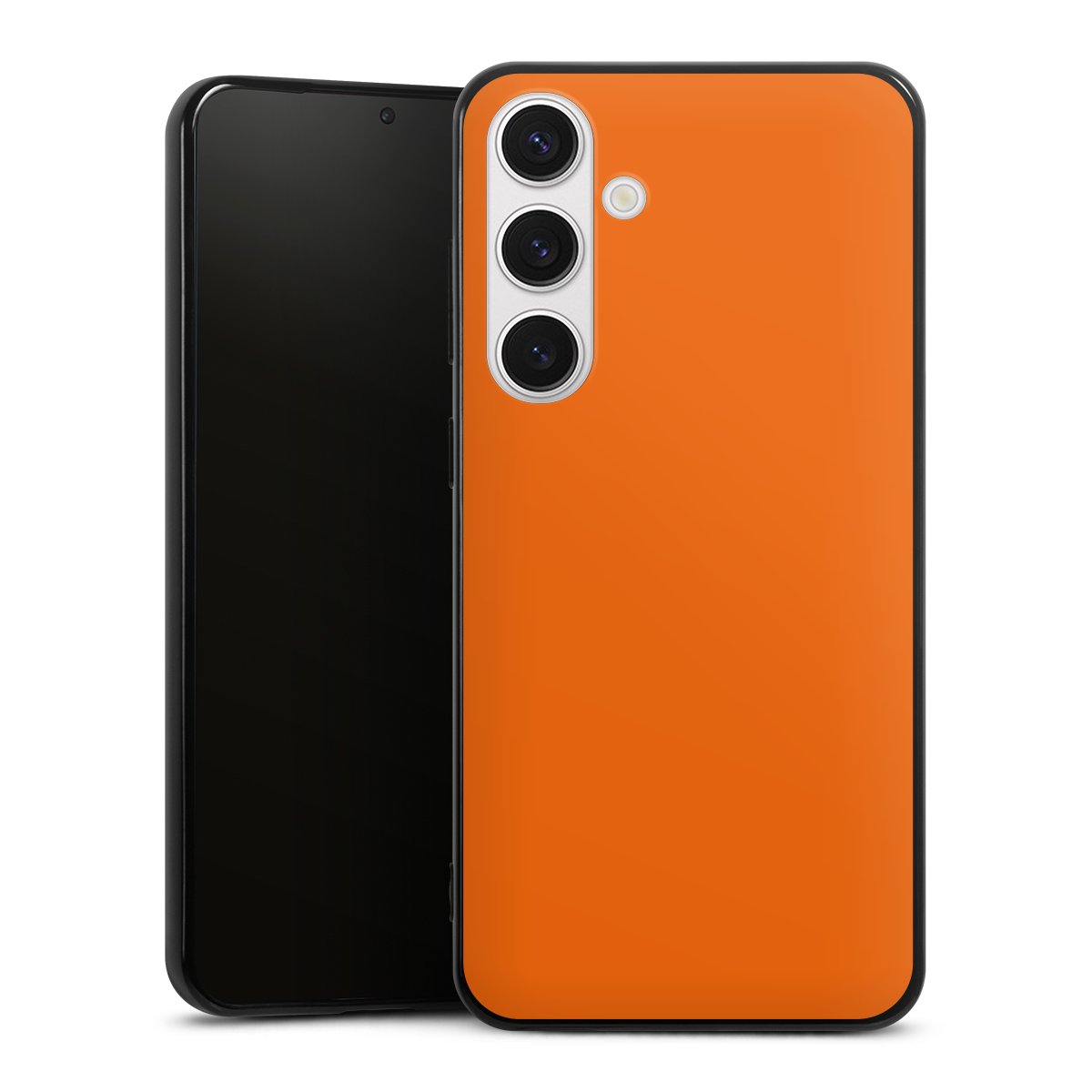 Galaxy S24+ Handy Silikon Hülle Case schwarz Handyhülle Orange Colour Unicoloured