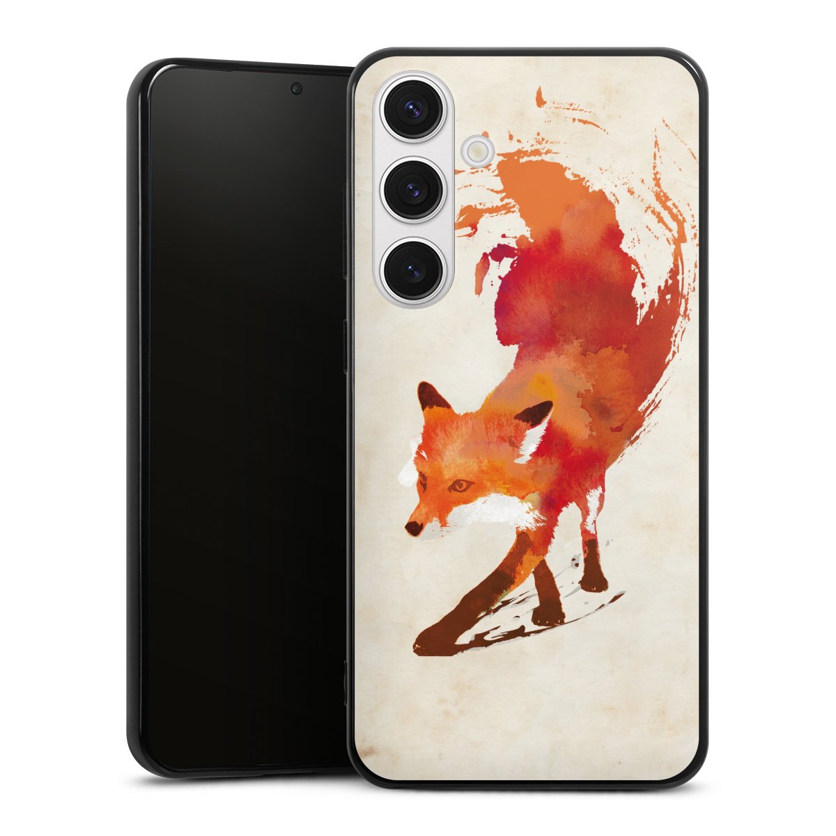 Galaxy S24+ Handy Silikon Hülle Case schwarz Handyhülle Fox Graphic