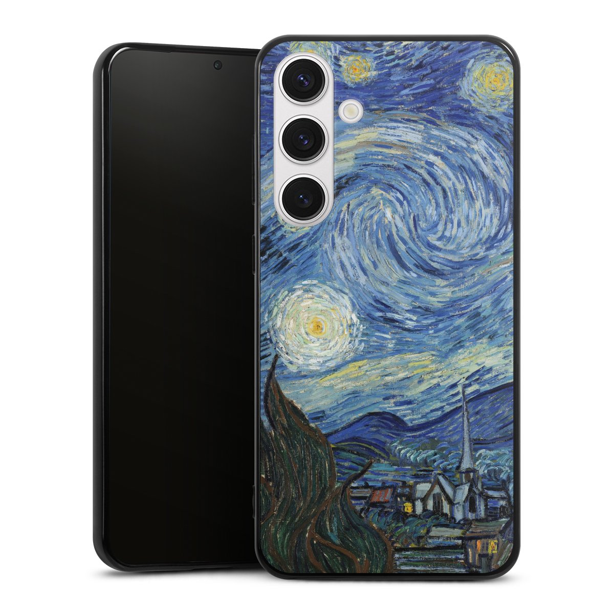 Galaxy S24+ Handy Silikon Hülle Case schwarz Handyhülle The Starry Night Kunst Vincent Van Gogh