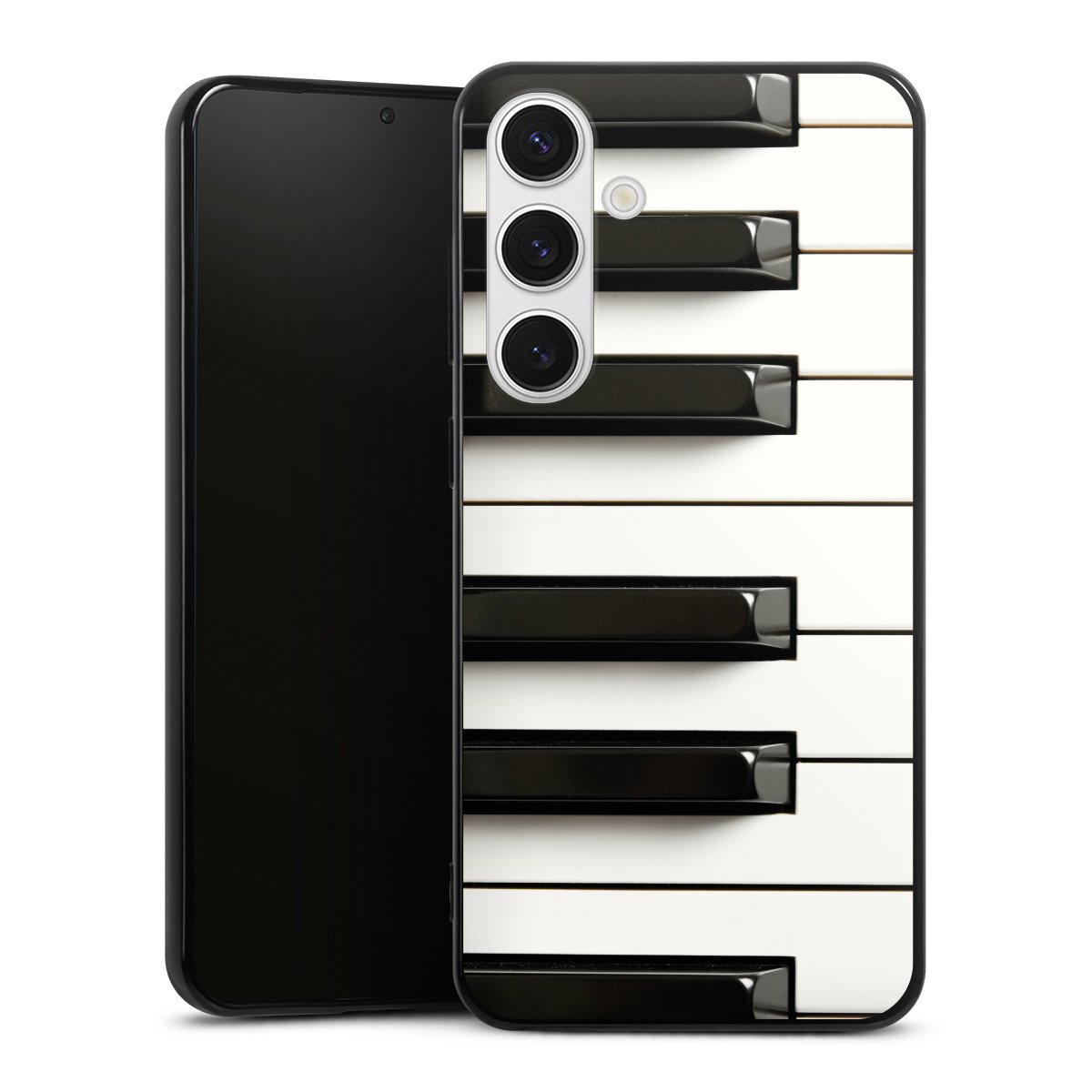 Galaxy S24+ Handy Silikon Hülle Case schwarz Handyhülle Klavier Piano Music