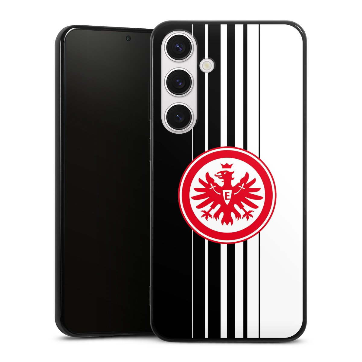 Galaxy S24+ Handy Silikon Hülle Case schwarz Handyhülle Stripes Eintracht Frankfurt Official Licensed Product