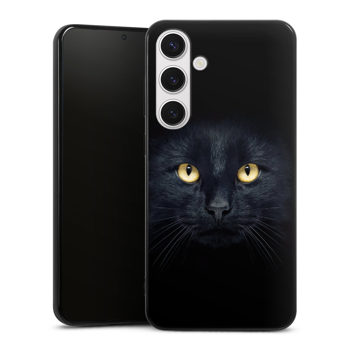 Galaxy S24+ Handy Silikon Hülle Case schwarz Handyhülle Eye Cat Black