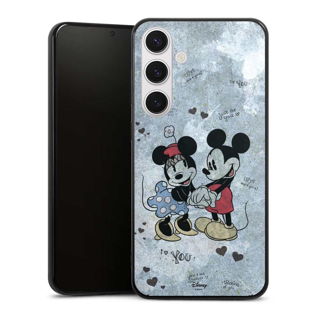 Galaxy S24+ Handy Silikon Hülle Case schwarz Handyhülle Mickey & Minnie Mouse Vintage Disney