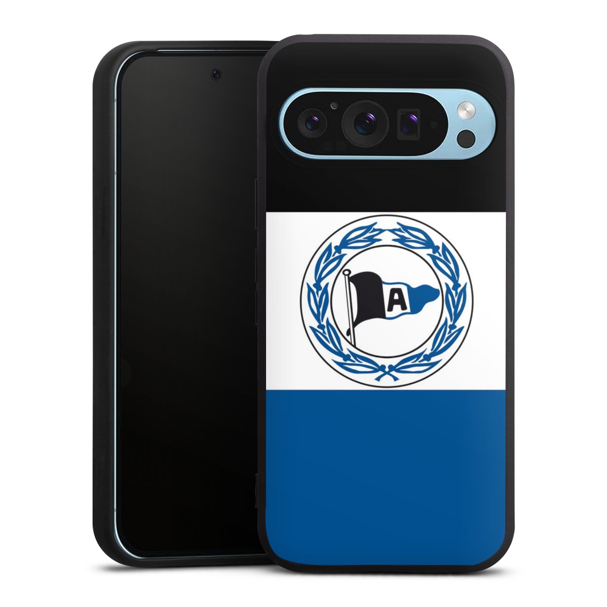 Google Pixel 9 Pro Handy Premium Silikon Hülle Handyhülle schwarz Case Arminen Official Licensed Product Arminia Bielefeld Silikon Premium Case