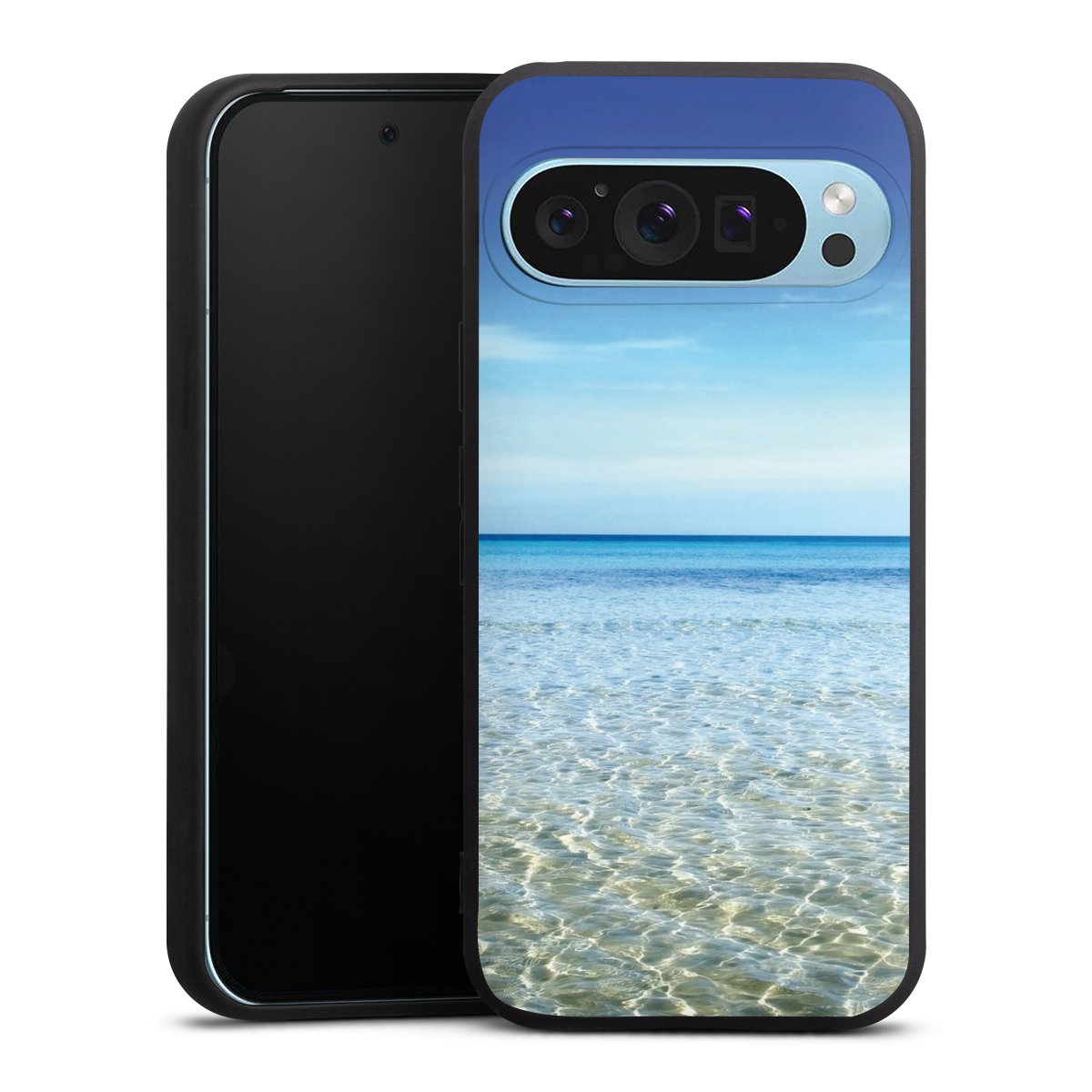 Google Pixel 9 Pro Handy Premium Silikon Hülle Handyhülle schwarz Case Urlaub Sky Ocean Silikon Premium Case