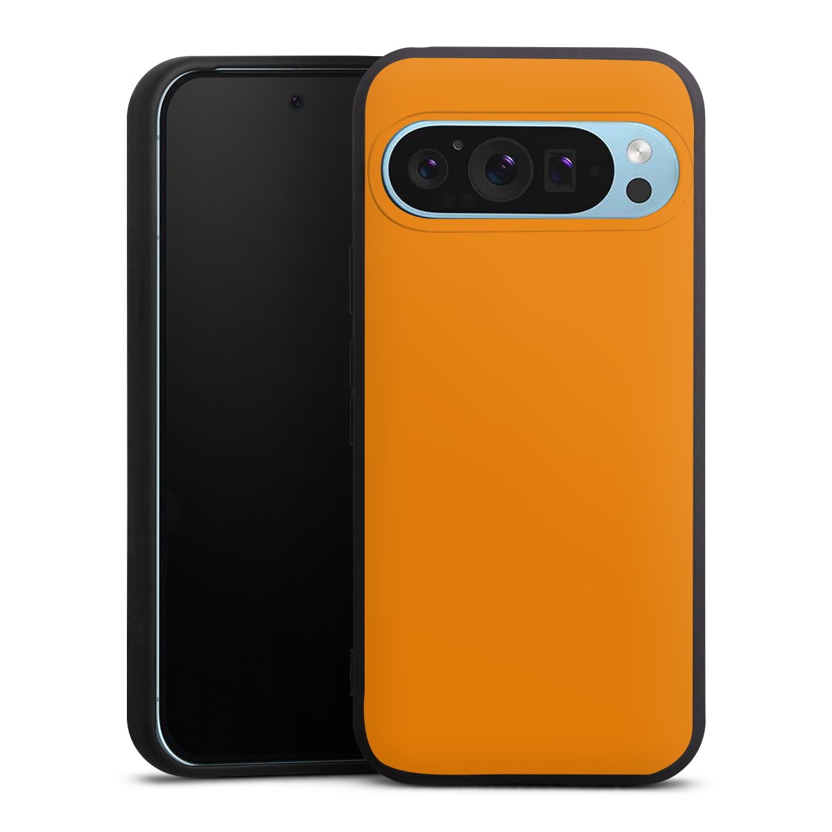 Google Pixel 9 Pro Handy Premium Silikon Hülle Handyhülle schwarz Case Unicoloured Colour Orange Silikon Premium Case