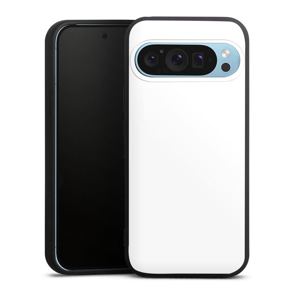 Google Pixel 9 Pro Handy Premium Silikon Hülle Handyhülle schwarz Case Unicoloured Colour White Silikon Premium Case