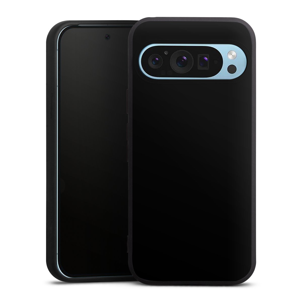 Google Pixel 9 Pro Handy Premium Silikon Hülle Handyhülle schwarz Case Black Colour Unicoloured Silikon Premium Case