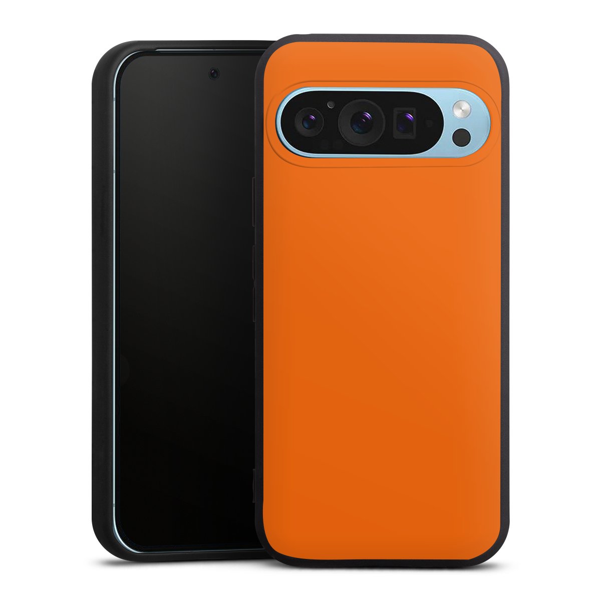 Google Pixel 9 Pro Handy Premium Silikon Hülle Handyhülle schwarz Case Orange Colour Unicoloured Silikon Premium Case