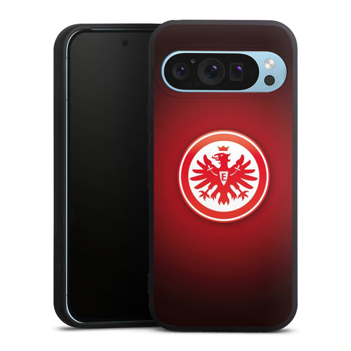 Google Pixel 9 Pro Handy Premium Silikon Hülle Handyhülle schwarz Case Eintracht Frankfurt Official Licensed Product Coat Of Arms Silikon Premium Case