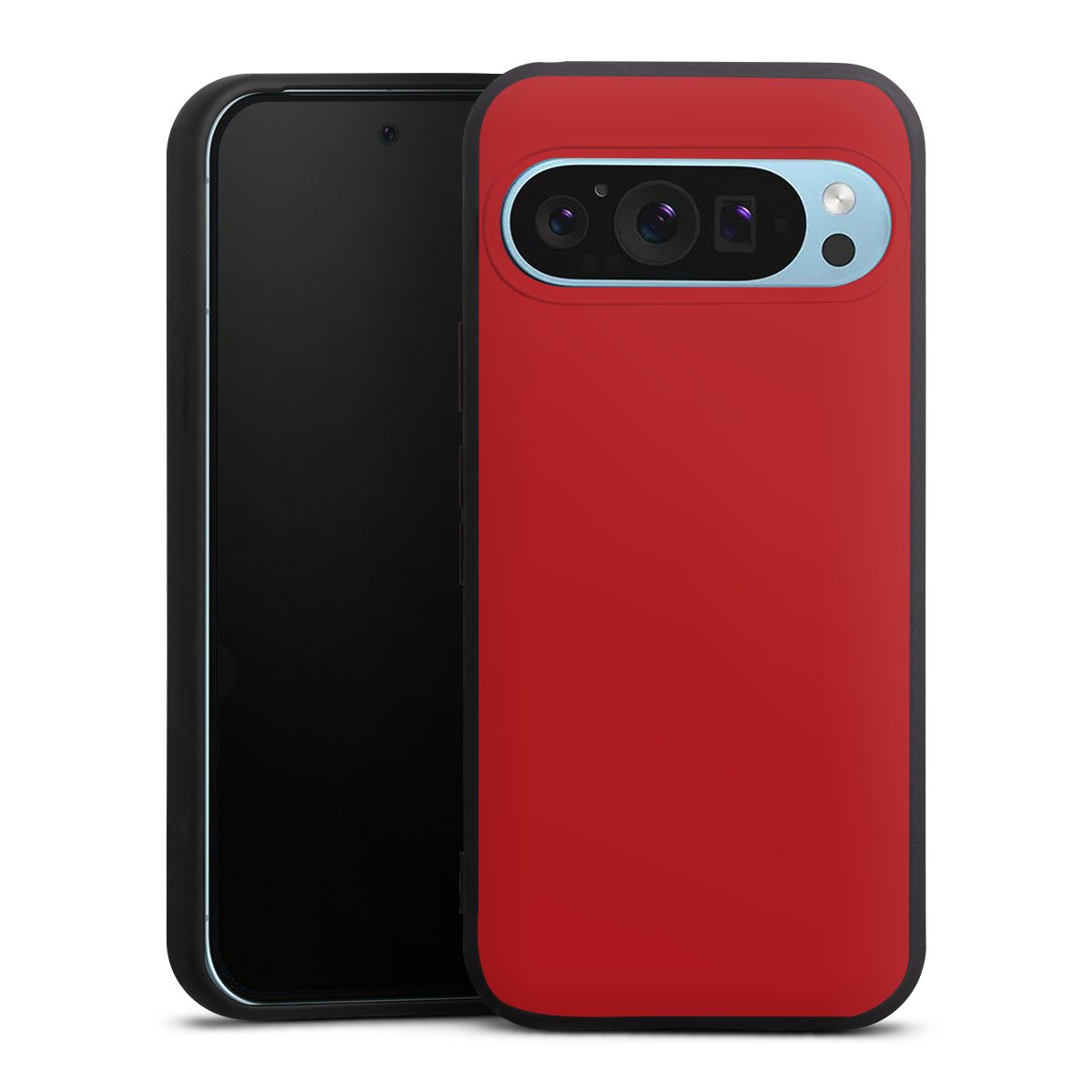 Google Pixel 9 Pro Handy Premium Silikon Hülle Handyhülle schwarz Case Colour Unicoloured Red Silikon Premium Case