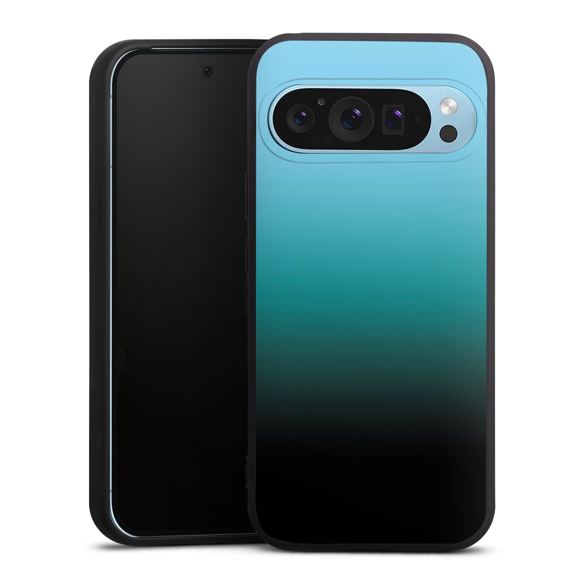 Google Pixel 9 Pro Handy Premium Silikon Hülle Handyhülle schwarz Case Ombre Two-Tone Black Silikon Premium Case