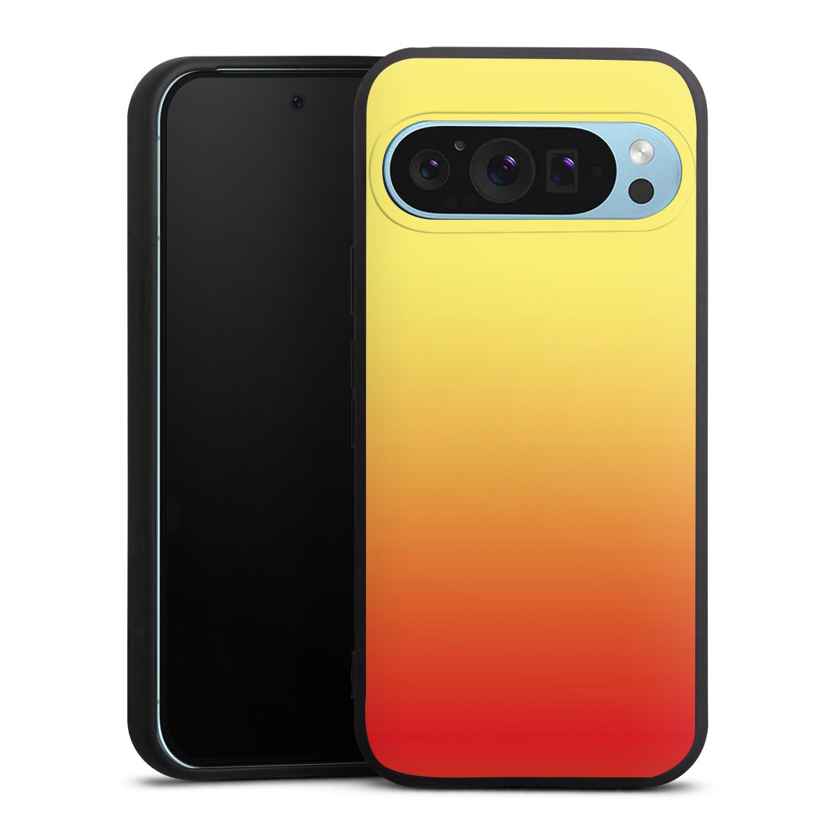 Google Pixel 9 Pro Handy Premium Silikon Hülle Handyhülle schwarz Case Ombre Two-Tone Silikon Premium Case