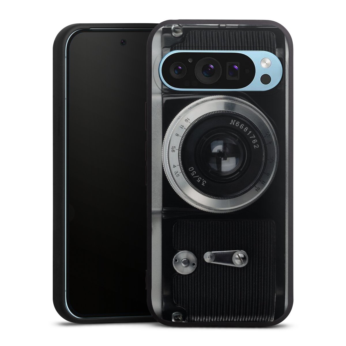 Google Pixel 9 Pro Handy Premium Silikon Hülle Handyhülle schwarz Case Lens Camera Photography Silikon Premium Case