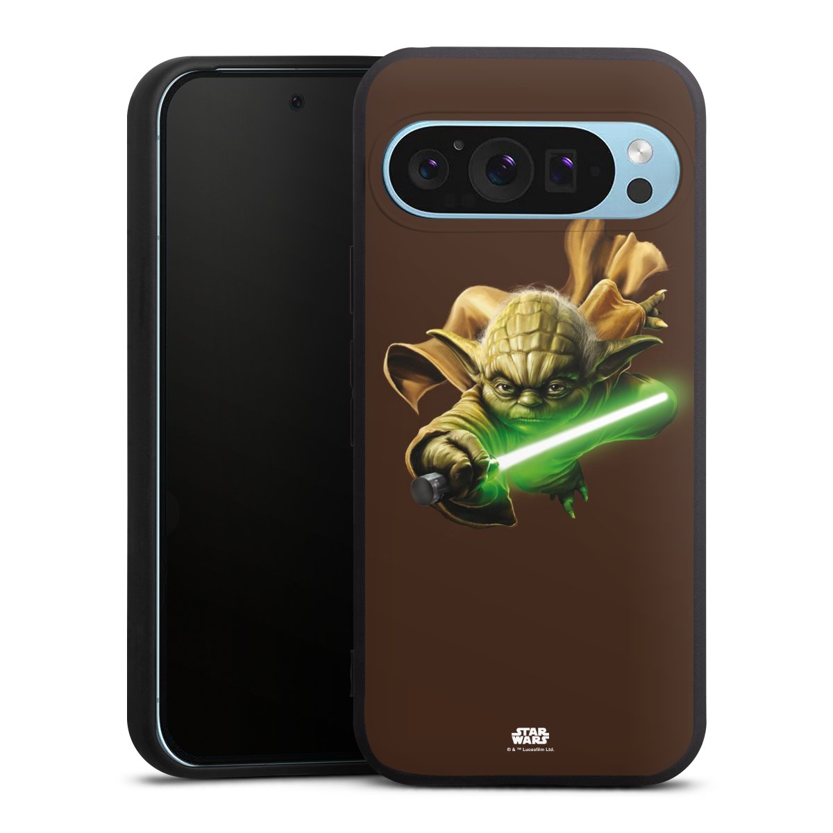 Google Pixel 9 Pro Handy Premium Silikon Hülle Handyhülle schwarz Case Yoda Merchandise Star Wars Silikon Premium Case