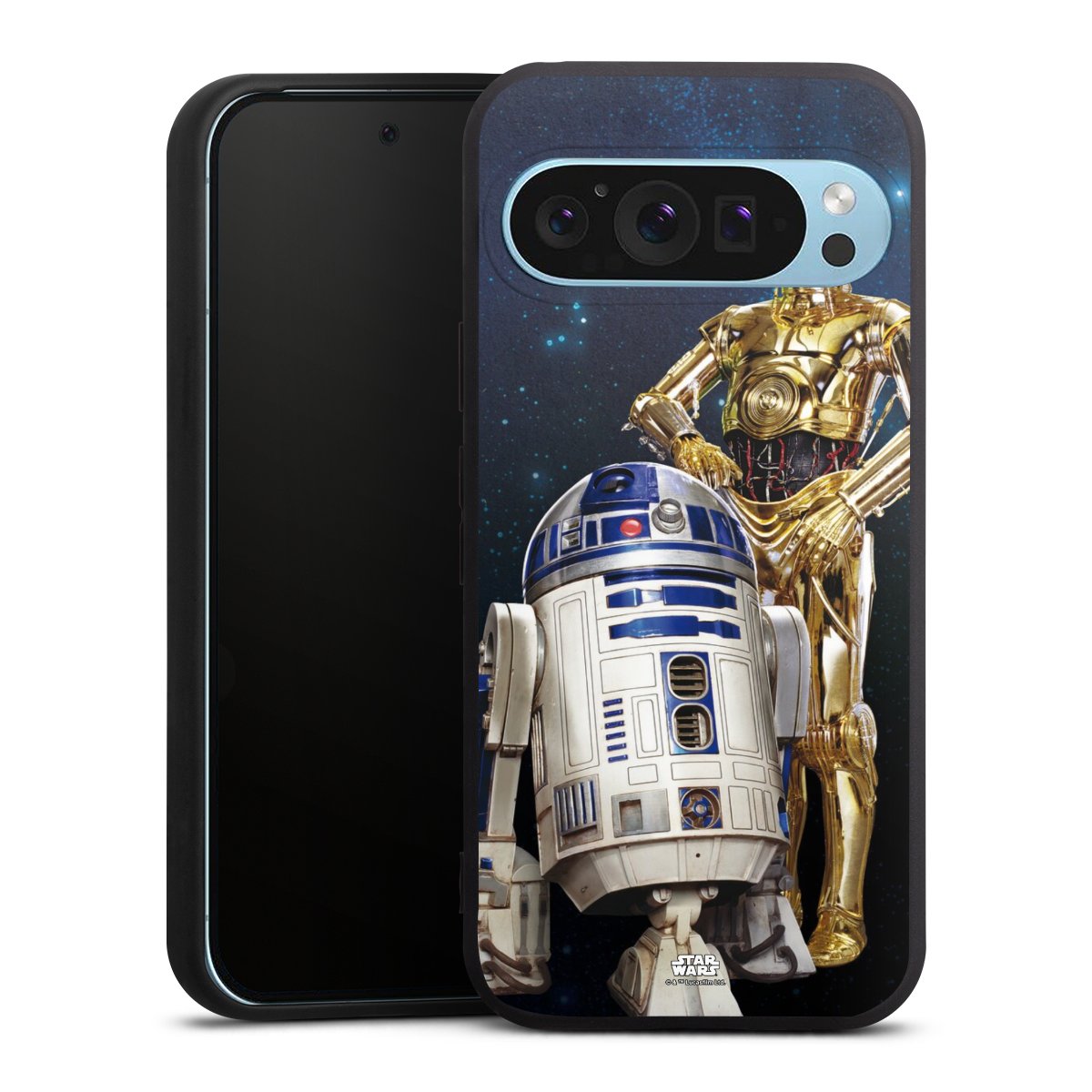 Google Pixel 9 Pro Handy Premium Silikon Hülle Handyhülle schwarz Case Weltall Star Wars R2d2 Silikon Premium Case