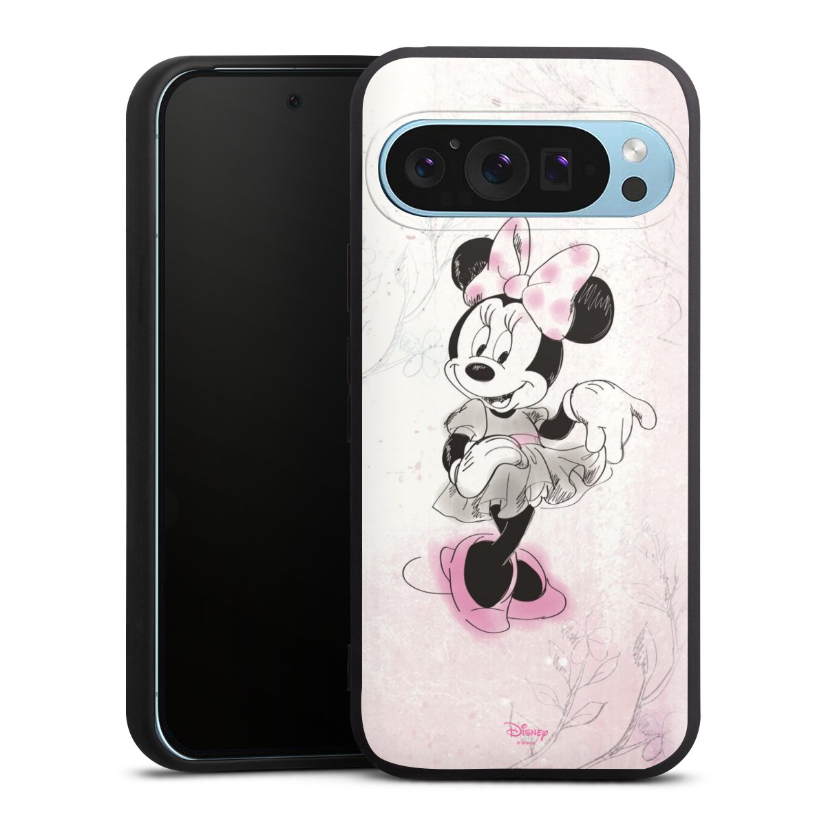 Google Pixel 9 Pro Handy Premium Silikon Hülle Handyhülle schwarz Case Disney Minnie Mouse Vintage Silikon Premium Case