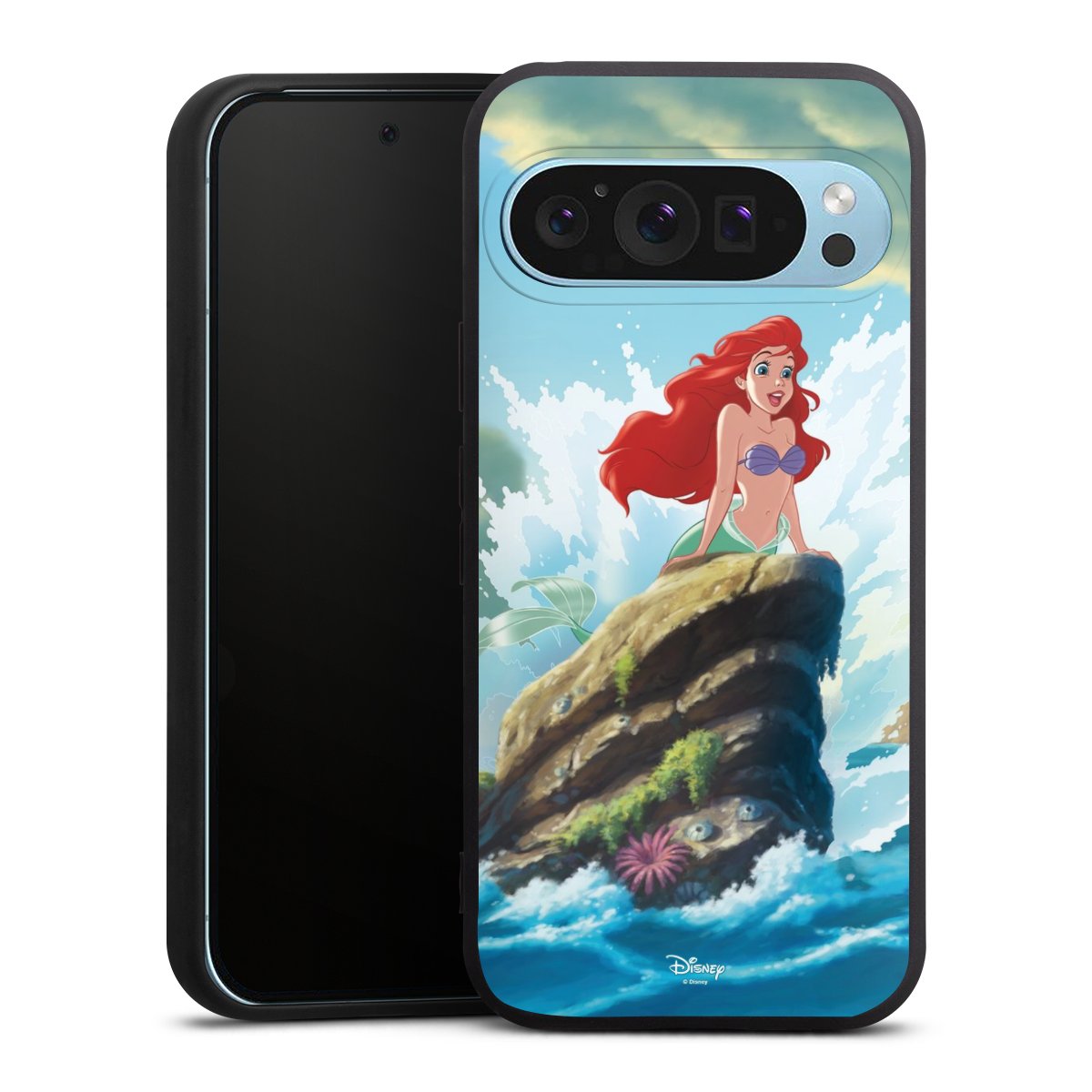 Google Pixel 9 Pro Handy Premium Silikon Hülle Handyhülle schwarz Case Mermaid Arielle Die Meerjungfrau Official Licensed Product Silikon Premium Case