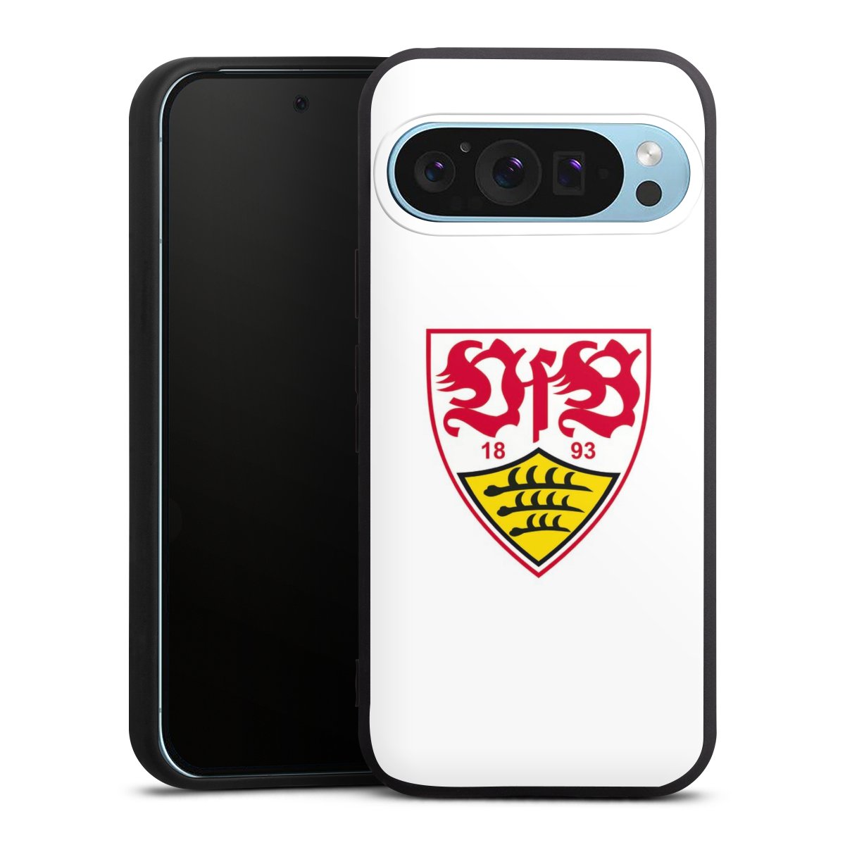 Google Pixel 9 Pro Handy Premium Silikon Hülle Handyhülle schwarz Case Logo Official Licensed Product Vfb Stuttgart Silikon Premium Case