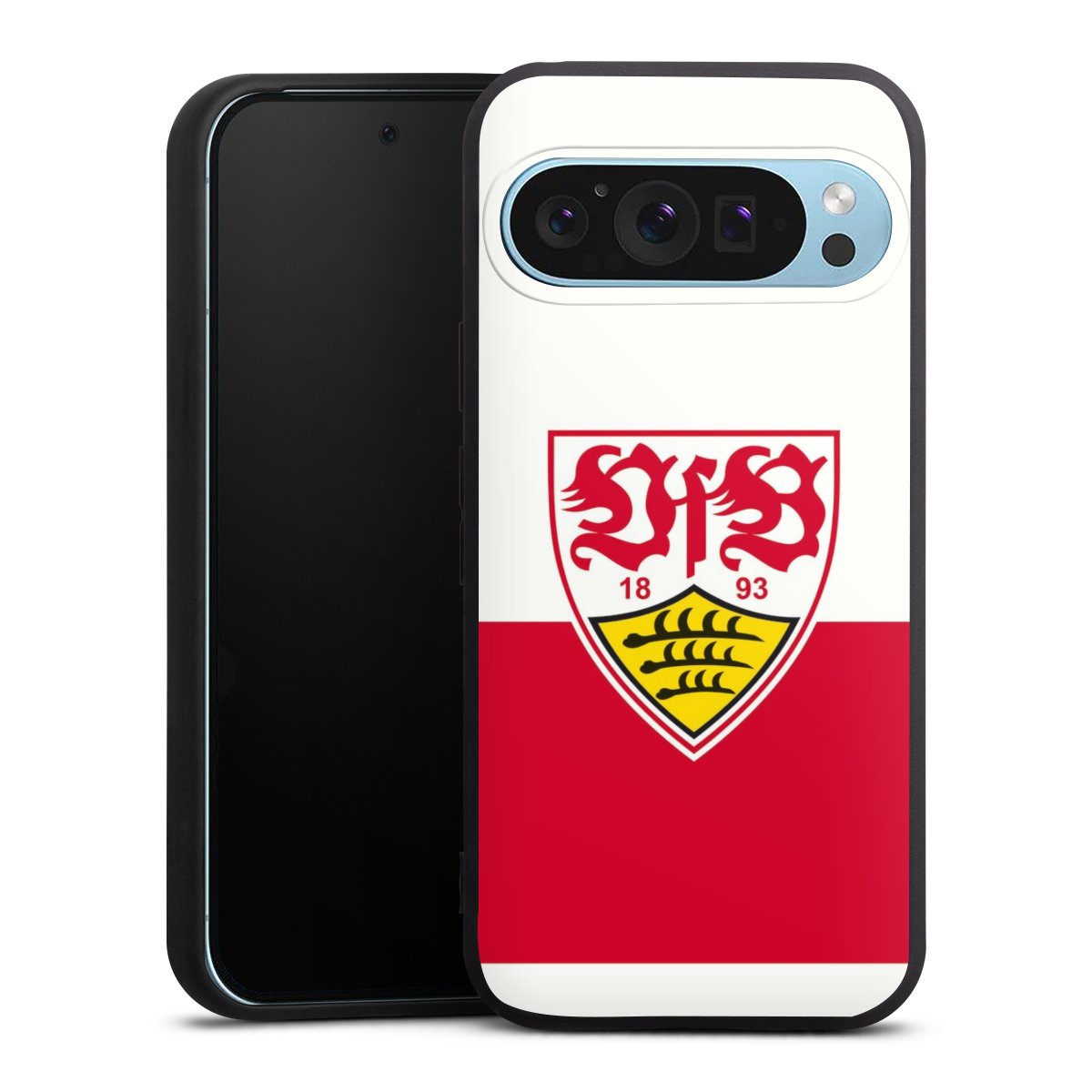 Google Pixel 9 Pro Handy Premium Silikon Hülle Handyhülle schwarz Case Official Licensed Product Logo Vfb Stuttgart Silikon Premium Case