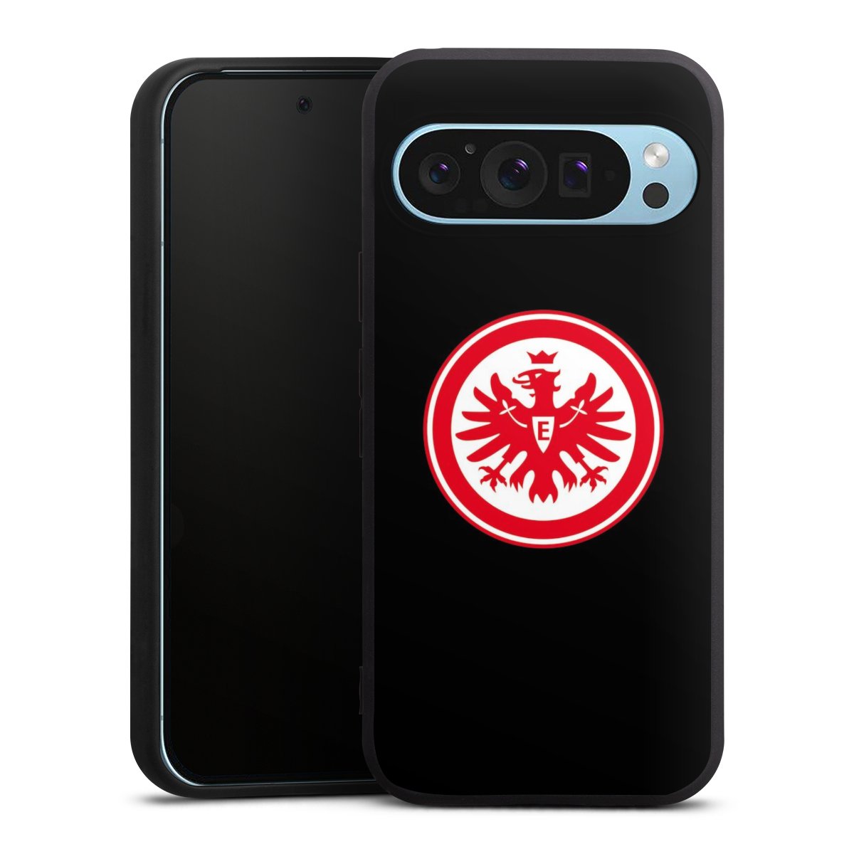 Google Pixel 9 Pro Handy Premium Silikon Hülle Handyhülle schwarz Case Eintracht Frankfurt Sge Eagle Silikon Premium Case